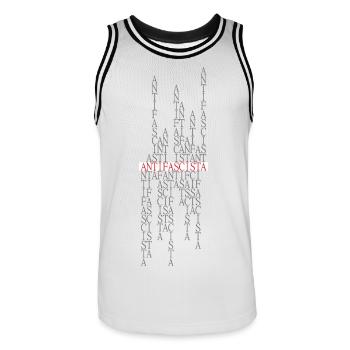 Antifascista Typo Collage rot/grau - Männer Basketball-Trikot - Weiß/Schwarz - Vorne - AI Model Male 185 dark (185cm)