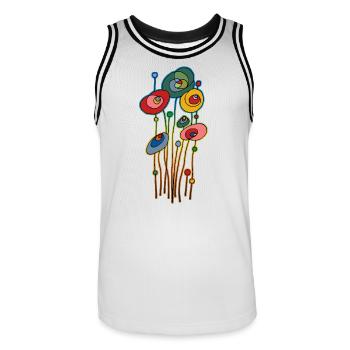 Flowers - Men's Basketball Jersey - white/black - Front - AI Model Male 185 dark (185cm)