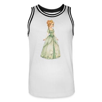 Elf princess in emerald dress - Men's Basketball Jersey - white/black - Front - AI Model Male 185 dark (185cm)
