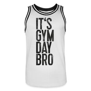 It's Gym Day Bro - Männer Basketball-Trikot - Weiß/Schwarz - Vorne - AI Model Male 185 dark (185cm)