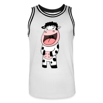 Cow laughs - Men's Basketball Jersey - white/black - Front - AI Model Male 185 dark (185cm)