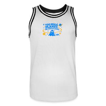 Too Much Planet | Not Enough Space | Electric Blue - Männer Basketball-Trikot - Weiß/Schwarz - Vorne - AI Model Male 185 dark (185cm)