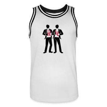 Crew Party Group - Men's Basketball Jersey - white/black - Front - AI Model Male 185 dark (185cm)