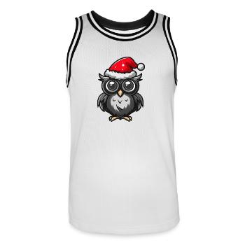 Hibou Noël - Maillot de basket Homme - blanc/noir - Devant - AI Model Male 185 dark (185cm)