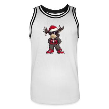 Noël de l’orignal Noël - Maillot de basket Homme - blanc/noir - Devant - AI Model Male 185 dark (185cm)