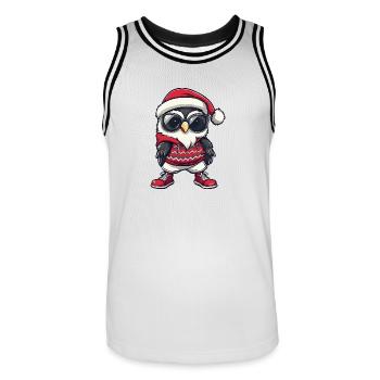 Owl Christmas X-Mas - Men's Basketball Jersey - white/black - Front - AI Model Male 185 dark (185cm)