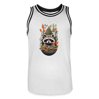 Cute Raccoon Nature Animal Design for Kids - Men's Basketball Jersey - white/black - Front - AI Model Male 185 dark (185cm)