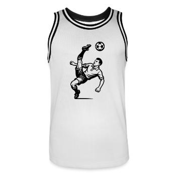 Overhead kick footballer - Men's Basketball Jersey - white/black - Front - AI Model Male 185 dark (185cm)