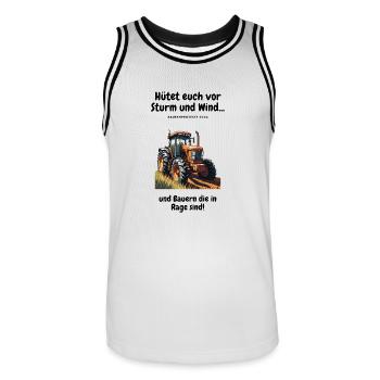 Manifestations paysannes - Manifestation paysanne 2024 T-shirt et vestes - Maillot de basket Homme - blanc/noir - Devant - AI Model Male 185 dark (185cm)