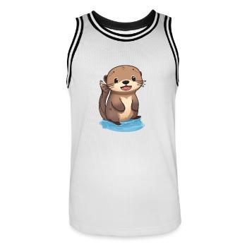 Totally cute otter - Men's Basketball Jersey - white/black - Front - AI Model Male 185 dark (185cm)