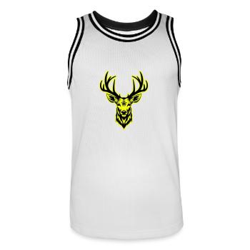 Deer Head Portrait Icon - Men's Basketball Jersey - white/black - Front - AI Model Male 185 dark (185cm)