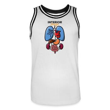 Interior Design - Men's Basketball Jersey - white/black - Front - AI Model Male 185 dark (185cm)