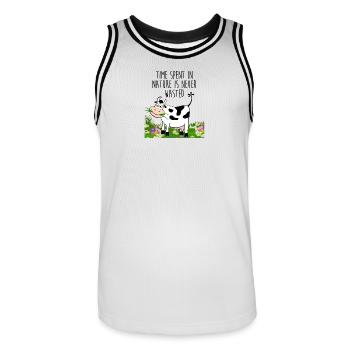 Temps passé dans la nature - Maillot de basket Homme - blanc/noir - Devant - AI Model Male 185 dark (185cm)