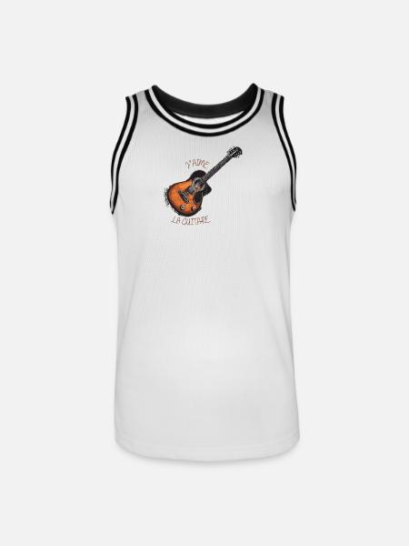 J'aime La Guitare - Maillot de basket Homme - blanc/noir
