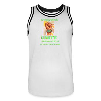 Introverts Unite: Homebound Fist - Männer Basketball-Trikot - Weiß/Schwarz - Vorne - AI Model Male 185 dark (185cm)