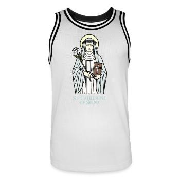 Sainte Catherine de Sienne - Maillot de basket Homme - blanc/noir - Devant - AI Model Male 185 dark (185cm)