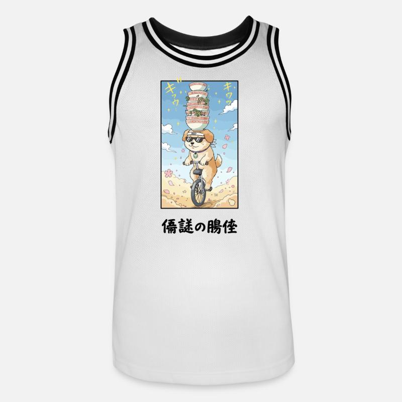 Noodle Stack Pup auf Einrad - Männer Basketball-Trikot - Weiß/Schwarz