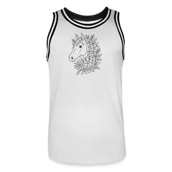 Pferdekopf mit Blumen zum ausmalen - Männer Basketball-Trikot - Weiß/Schwarz - Vorne - AI Model Male 185 dark (185cm)