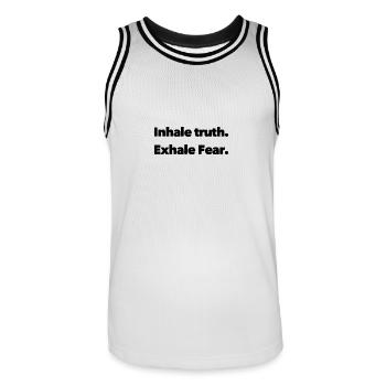 Dicton du yoga - Maillot de basket Homme - blanc/noir - Devant - AI Model Male 185 dark (185cm)