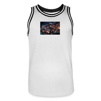 Narr tanzt - Männer Basketball-Trikot - Weiß/Schwarz - Vorne - AI Model Male 185 dark (185cm)