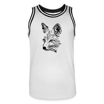 Dessin de portrait de renard - Maillot de basket Homme - blanc/noir - Devant - AI Model Male 185 dark (185cm)