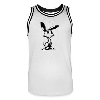 Lapin mignon avec de grands yeux et de grandes oreilles - Maillot de basket Homme - blanc/noir - Devant - AI Model Male 185 dark (185cm)