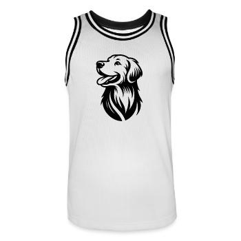 Elegant Golden Retriever Dog Portrait - Men's Basketball Jersey - white/black - Front - AI Model Male 185 dark (185cm)