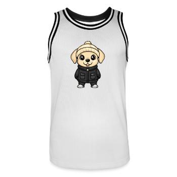 Chien Labrador Hiver - Maillot de basket Homme - blanc/noir - Devant - AI Model Male 185 dark (185cm)