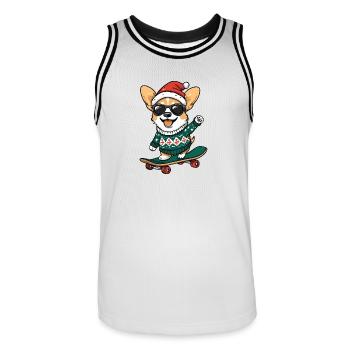 Corgi Hund Weihnachten Lustig - Männer Basketball-Trikot - Weiß/Schwarz - Vorne - AI Model Male 185 dark (185cm)