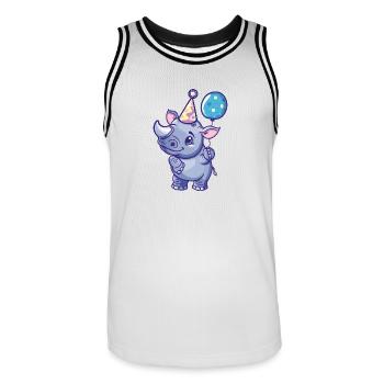 Rhinocéros Anniversaire Bébé - Maillot de basket Homme - blanc/noir - Devant - AI Model Male 185 dark (185cm)