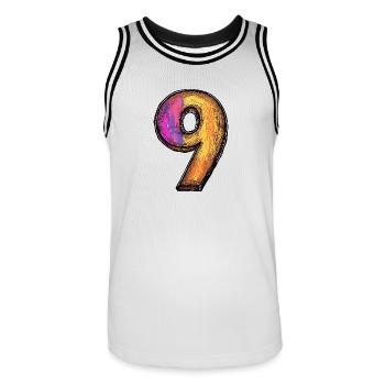 9 Symbole numérique - Maillot de basket Homme - blanc/noir - Devant - AI Model Male 185 dark (185cm)