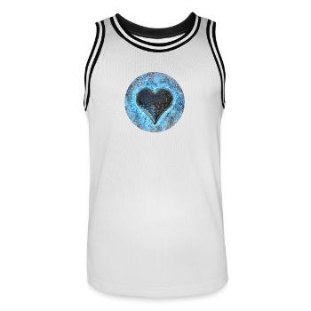 Collection Cœur Lumineux / -Âme - Maillot de basket Homme - blanc/noir - Devant - AI Model Male 185 dark (185cm)