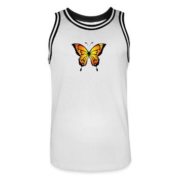 butterfly - Men's Basketball Jersey - white/black - Front - AI Model Male 185 dark (185cm)