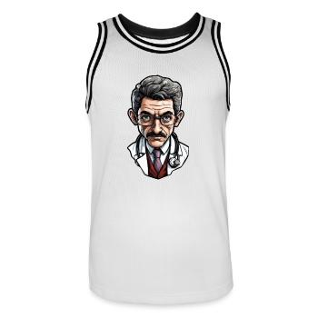 Arzt / Mediziner / Doktor / Beruf / Facharzt - Männer Basketball-Trikot - Weiß/Schwarz - Vorne - AI Model Male 185 dark (185cm)