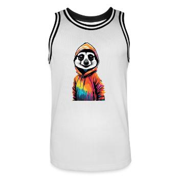 Cooles Erdmännchen - Männer Basketball-Trikot - Weiß/Schwarz - Vorne - AI Model Male 185 dark (185cm)