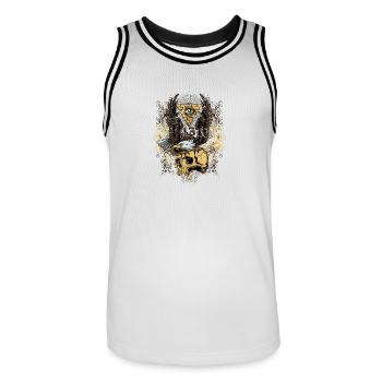 aigle crâne 13 illuminati - Maillot de basket Homme - blanc/noir - Devant - AI Model Male 185 dark (185cm)
