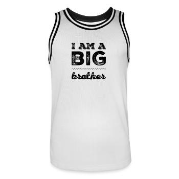 I am a BIG brother - Männer Basketball-Trikot - Weiß/Schwarz - Vorne - AI Model Male 185 dark (185cm)