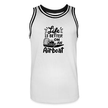 La vie est meilleure sur un hydroglisseur - Maillot de basket Homme - blanc/noir - Devant - AI Model Male 185 dark (185cm)