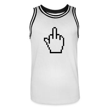 Middle finger - Men's Basketball Jersey - white/black - Front - AI Model Male 185 dark (185cm)