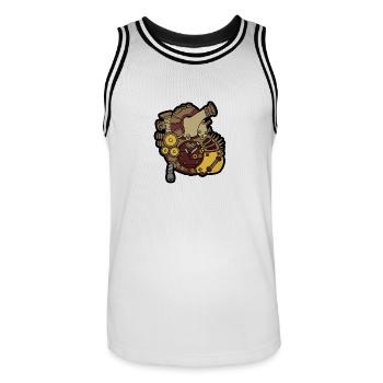 Steampunk Heart - Men's Basketball Jersey - white/black - Front - AI Model Male 185 dark (185cm)