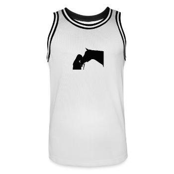 Pferd - Männer Basketball-Trikot - Weiß/Schwarz - Vorne - AI Model Male 185 dark (185cm)