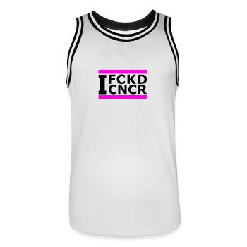 J’AI BAISÉ LE CANCER (DU SEIN) - Maillot de basket Homme - blanc/noir - Devant - AI Model Male 185 dark (185cm)