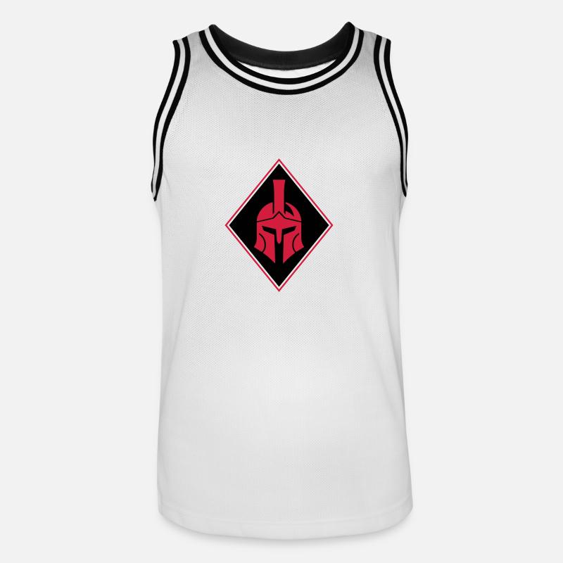 Spartaner Helm Logo Gladiator - Männer Basketball-Trikot - Weiß/Schwarz