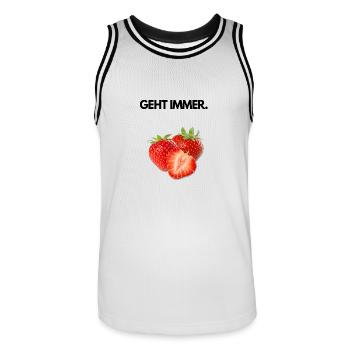 Erdbeeren. Geht immer. - Männer Basketball-Trikot - Weiß/Schwarz - Vorne - AI Model Male 185 dark (185cm)