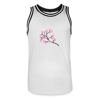 Cherry blossoms - Men's Basketball Jersey - white/black - Front - AI Model Male 185 dark (185cm)