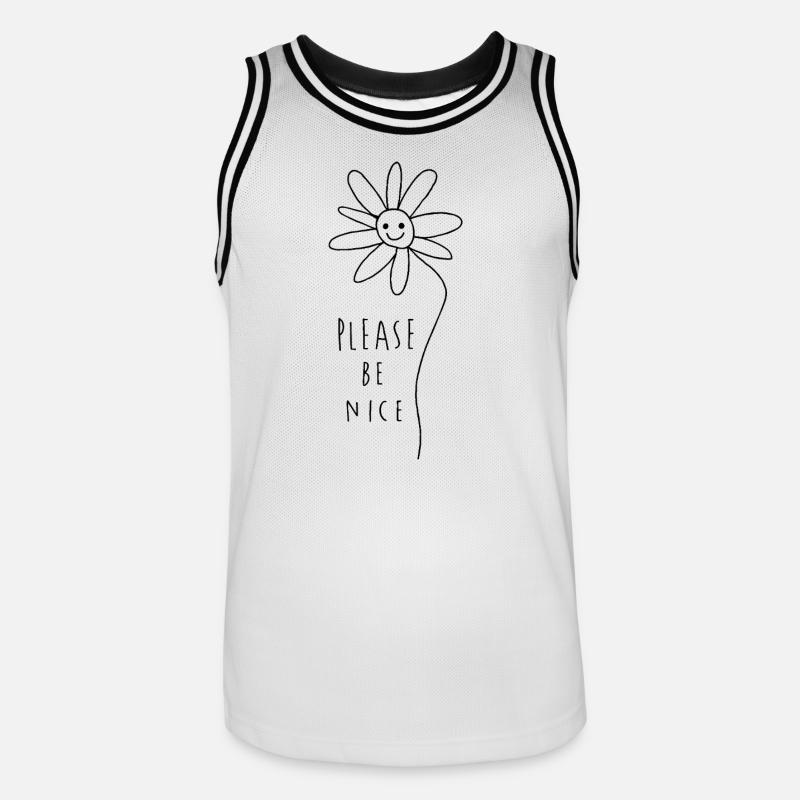 Please be nice – Friendly Minimal Statement - Men's Basketball Jersey - white/black
