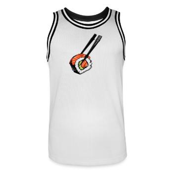 Sushi Pop-Art Roll Design - Männer Basketball-Trikot - Weiß/Schwarz - Vorne - AI Model Male 185 dark (185cm)