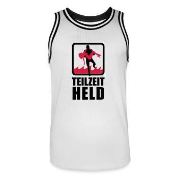 héros à temps partiel avec la flamme - Maillot de basket Homme - blanc/noir - Devant - AI Model Male 185 dark (185cm)