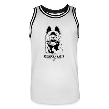Fier Américain Akita Papa Chien Chien Wilsigns - Maillot de basket Homme - blanc/noir - Devant - AI Model Male 185 dark (185cm)