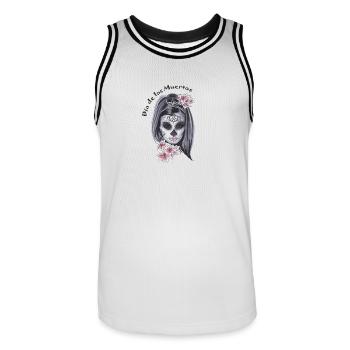 Día de los Muertos - Vintage Look - Used Look - Männer Basketball-Trikot - Weiß/Schwarz - Vorne - AI Model Male 185 dark (185cm)